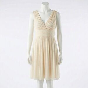 J Crew NWT Silk Chiffon Ava Dress Champagne Ivory Wedding Guest Dress Size 6